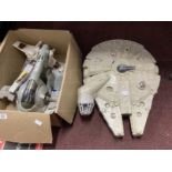Star Wars: Playworn Kenner X-Wing, 1981 Kenner Slave 1 with Boba Fett figure and 1979 Kenner