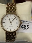 Watches: Rotary 9ct gold gentleman's wristwatch, white dial and date aperture and 9ct gold