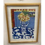 Wilfred Eaton 2009 St Ives oil on board still life vase etc, on a table. Signed Wilf Eaton,