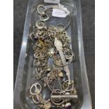 Jewellery: Collection of white metal bangles, chains, earrings, etc. Total weight 6oz.