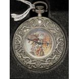 Watches: Franklin Mint Swiss silver limited edition half hunters case pocket watch, boxed. 2¼ins.