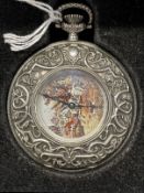 Watches: Franklin Mint Swiss silver limited edition half hunters case pocket watch, boxed. 2¼ins.