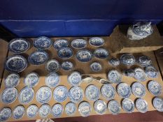 Ceramics: English c1840 blue and white pearlware Child's Play dinner service in period box, includes