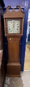 Clocks: 19th cent. Oak and mahogany 30 hour longcase clock Thomas Baker Devizes, with 12ins