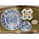 19th cent. Worcester plate with Kakiemon pattern, Caughley blue and white dish, Continental