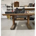 1920s/30s Art Deco oak refectory table with stylised legs in the manner of Heals. By repute ex-