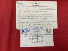 Militaria/World War Two: Emotive Post Office telegram to G.W. Neston relating to the death of his