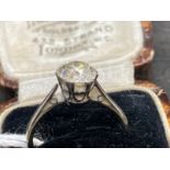 Hallmarked Platinum: Diamond solitaire ring. 1.05ct.