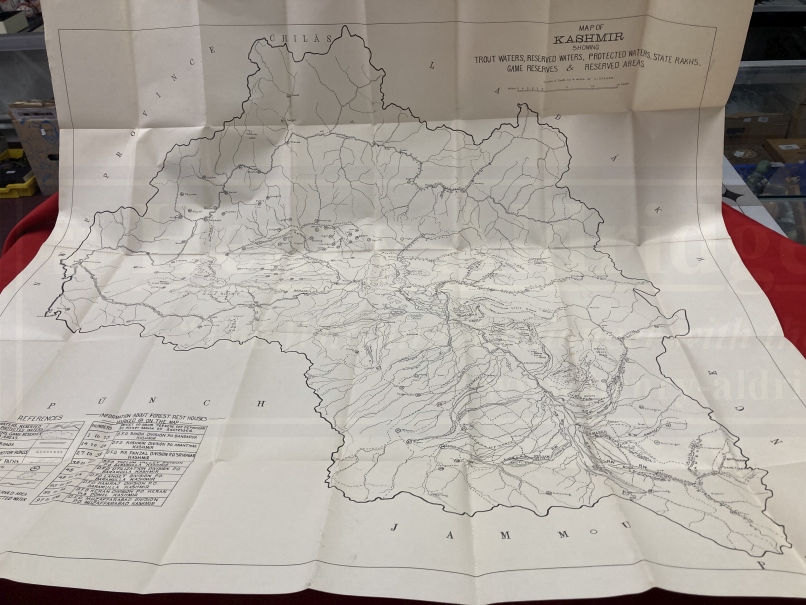 Maps/Angling Interest: Map of Kashmir showing trout waters, reserved waters, protected waters, State - Image 6 of 8