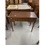 19th cent. Mahogany side table, one drawer, turned leg, cockbeaded moulding in drawer. 36½ins. x