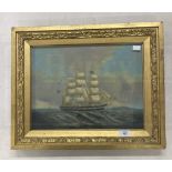 20th cent. Maritime study oil on canvas, American whaler at sea, signed F. Singer, framed and