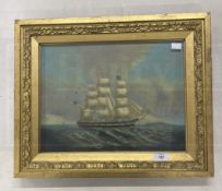 20th cent. Maritime study oil on canvas, American whaler at sea, signed F. Singer, framed and