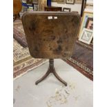 19th cent. Mahogany tilt top side table on single support.