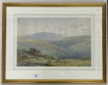 Harold Sutton Palmer (1854-1933): Watercolour, sheep on a moor and a valley beyond, signed and dated