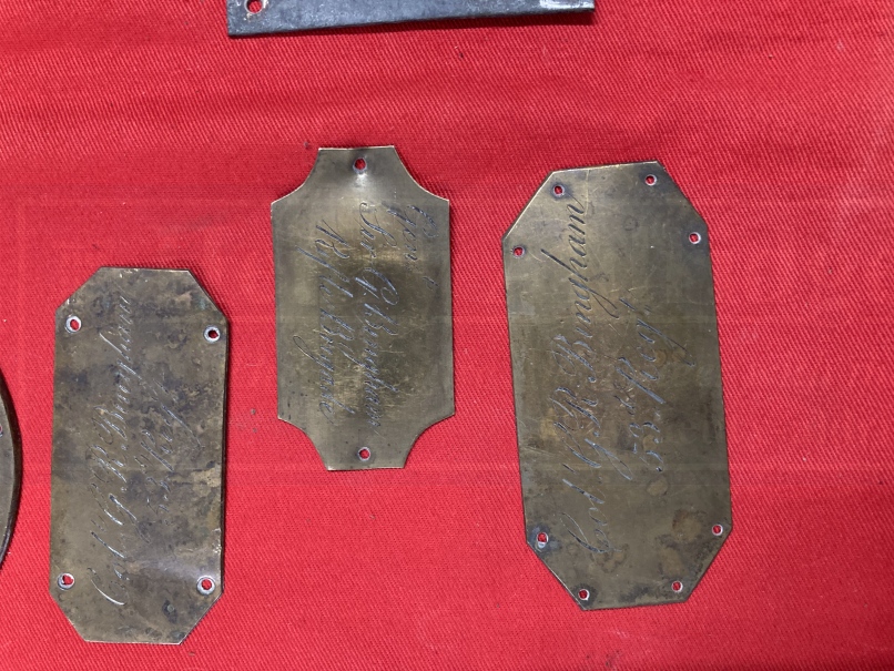 Collection of brass and other name plates for Major General Sir George Bingham KCB, a pair of - Image 6 of 7