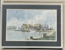 Paintings: Frank Holderness watercolour house by the beach 1979, another of sailing boats 1983, a