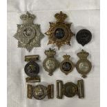 Militaria: 19th cent. and later badges and buckles including Third Light Dragoons, Royal Norfolk