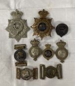 Militaria: 19th cent. and later badges and buckles including Third Light Dragoons, Royal Norfolk