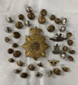 Militaria: 19th cent. Royal Military Academy Sandhurst Helmet Plate plus a collection of Victorian