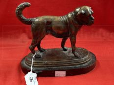 After Joseph Victor Chemin (1825-1901) bronze figure of a dog on an oval black marble base. Bronze