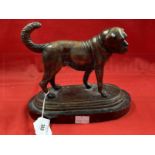 After Joseph Victor Chemin (1825-1901) bronze figure of a dog on an oval black marble base. Bronze