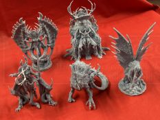 Toys & Games: Warhammer Fantasy Wargames, large scale ready made Daemon Warriors, unpainted. (5)