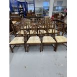 20th cent. Mahogany Chippendale style set dining or boardroom chairs, set of ten. Plus two carvers