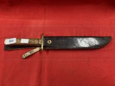 Knives: Formidable Bowie knife by Jonathan Crookes Sheffield with pistol and shield maker's marks on
