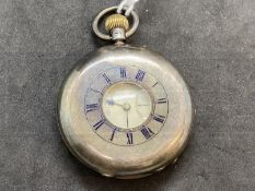 Hallmarked Silver Watches: Dent London silver half hunter pocket watch, the signed white dial with