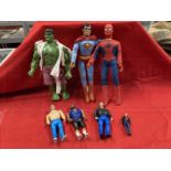Vintage Toys: 1977 Mego Corporation Spiderman, 1978 Hulk and 1977 Mego Corporation Superman. (3)