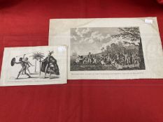 Antique Engraving: Erramango and Captain Cook c1800 The fortunate escape of Capt. Cook from the