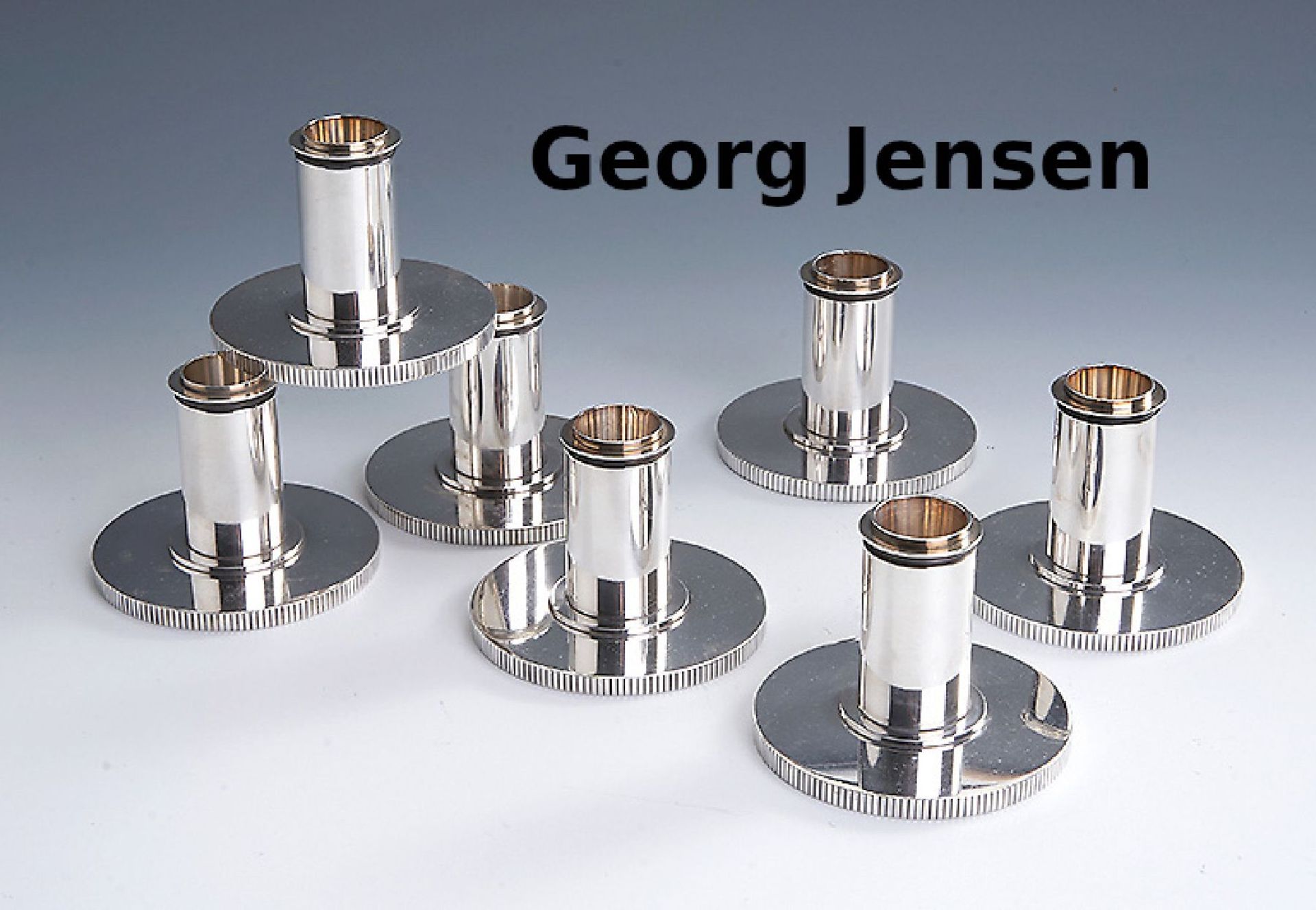 7 Kerzenleuchter GEORG JENSEN, Dänemark, 925er Silber,