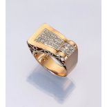 18 kt Gold Ring mit Diamanten, GG 585/000, asymmetrische