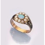 14 kt Gold Ring mit Opal, dat. 1839, GG 585/000,