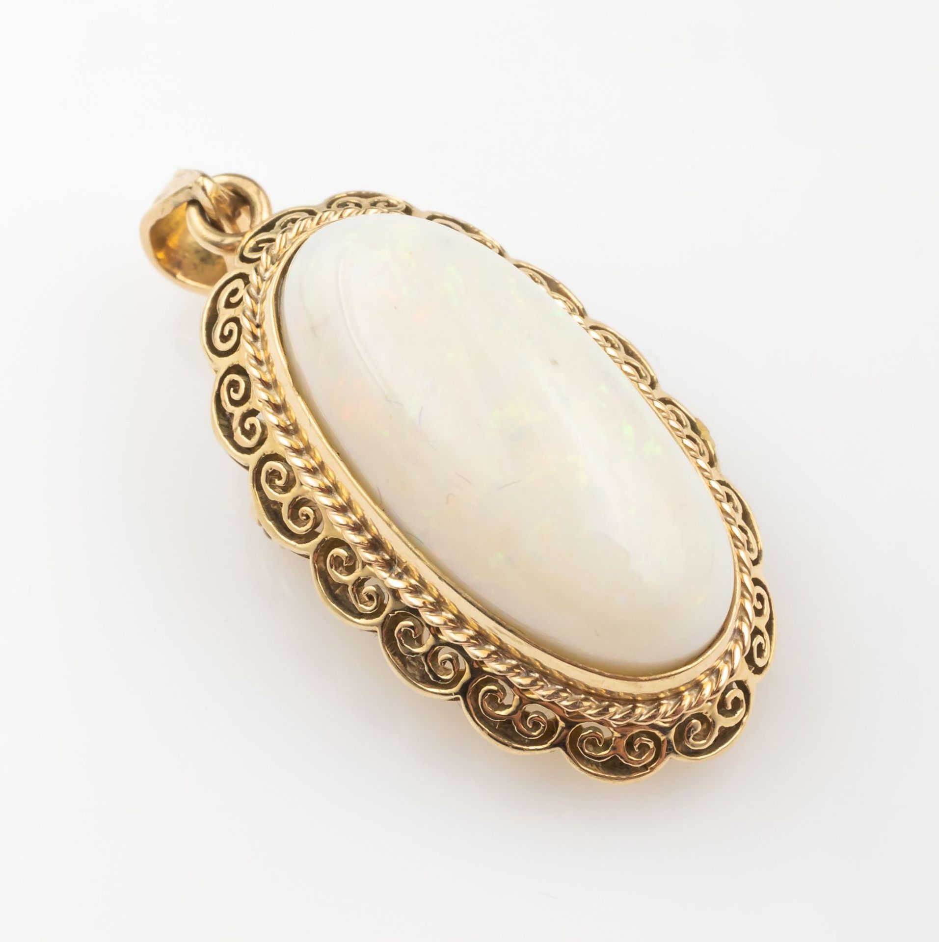 14 kt Gold Anhänger/Brosche mit Opal,   GG 585/000,