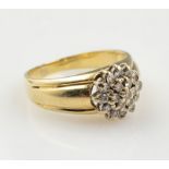 14 kt Gold Ring mit Brillanten, GG/WG 585/000, 19