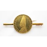 14 kt Gold Brosche mit Medaille, GG 585/ 000, Medaille: