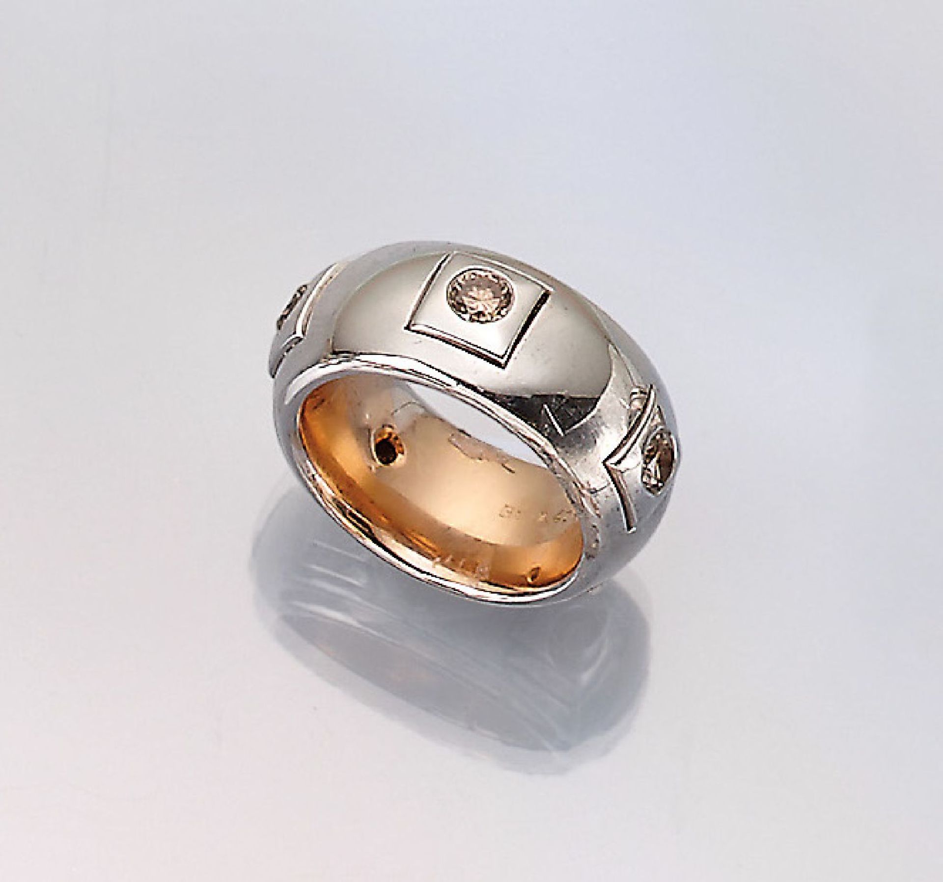 18 kt Gold Bandring mit Brillanten,   GG 750/000, 5