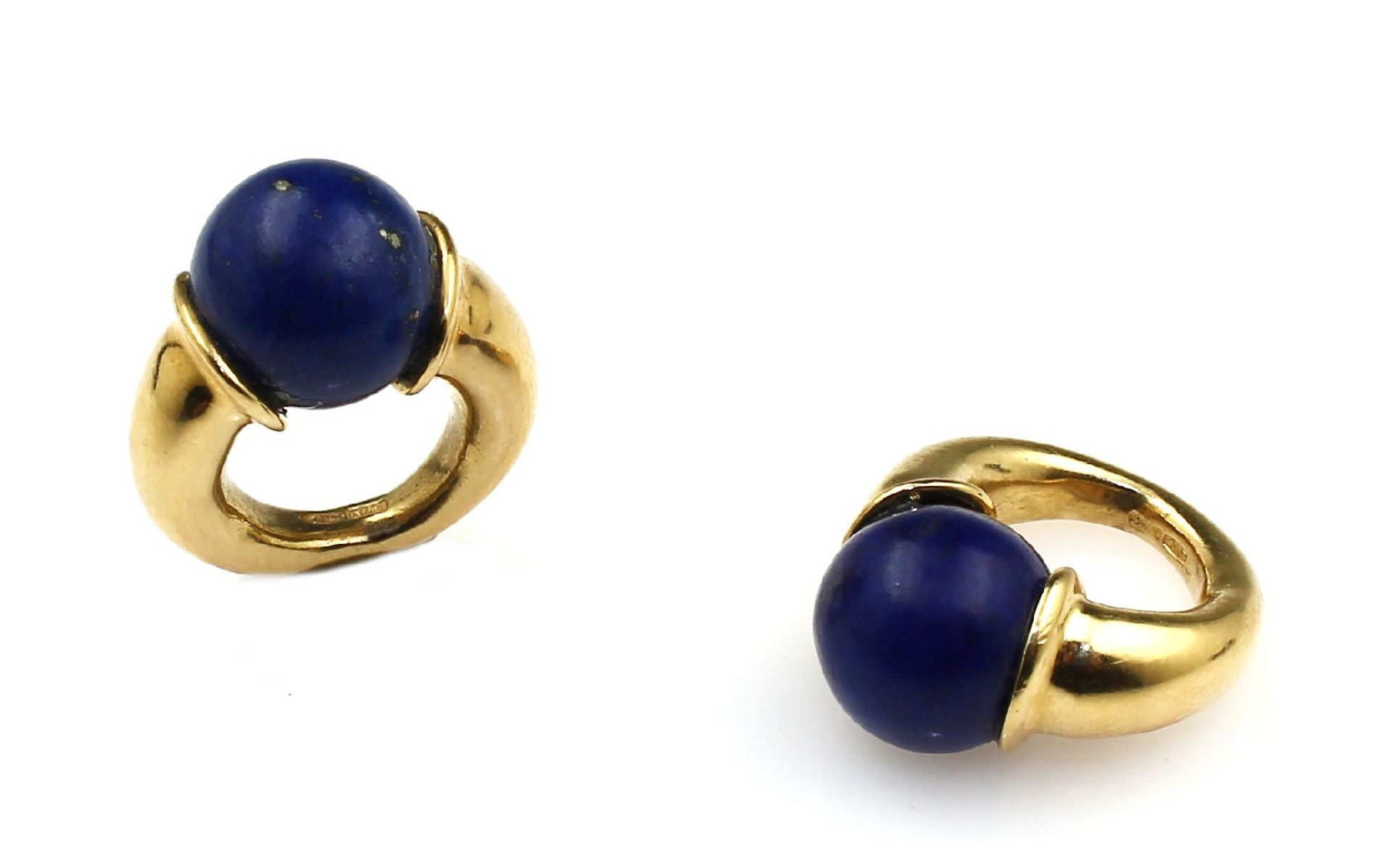 Paar 18 kt Gold Ohreinhänger mit Lapislazuli,   GG