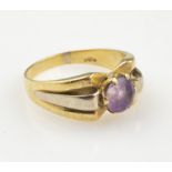 14 kt Gold Ring mit Amethyst, GG 585/000, mittig mit