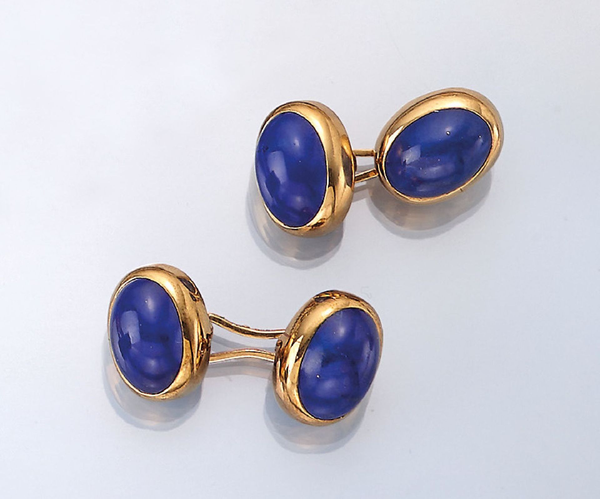 Paar 18 kt Gold Manschettenknöpfe mit Lapislazuli,   GG