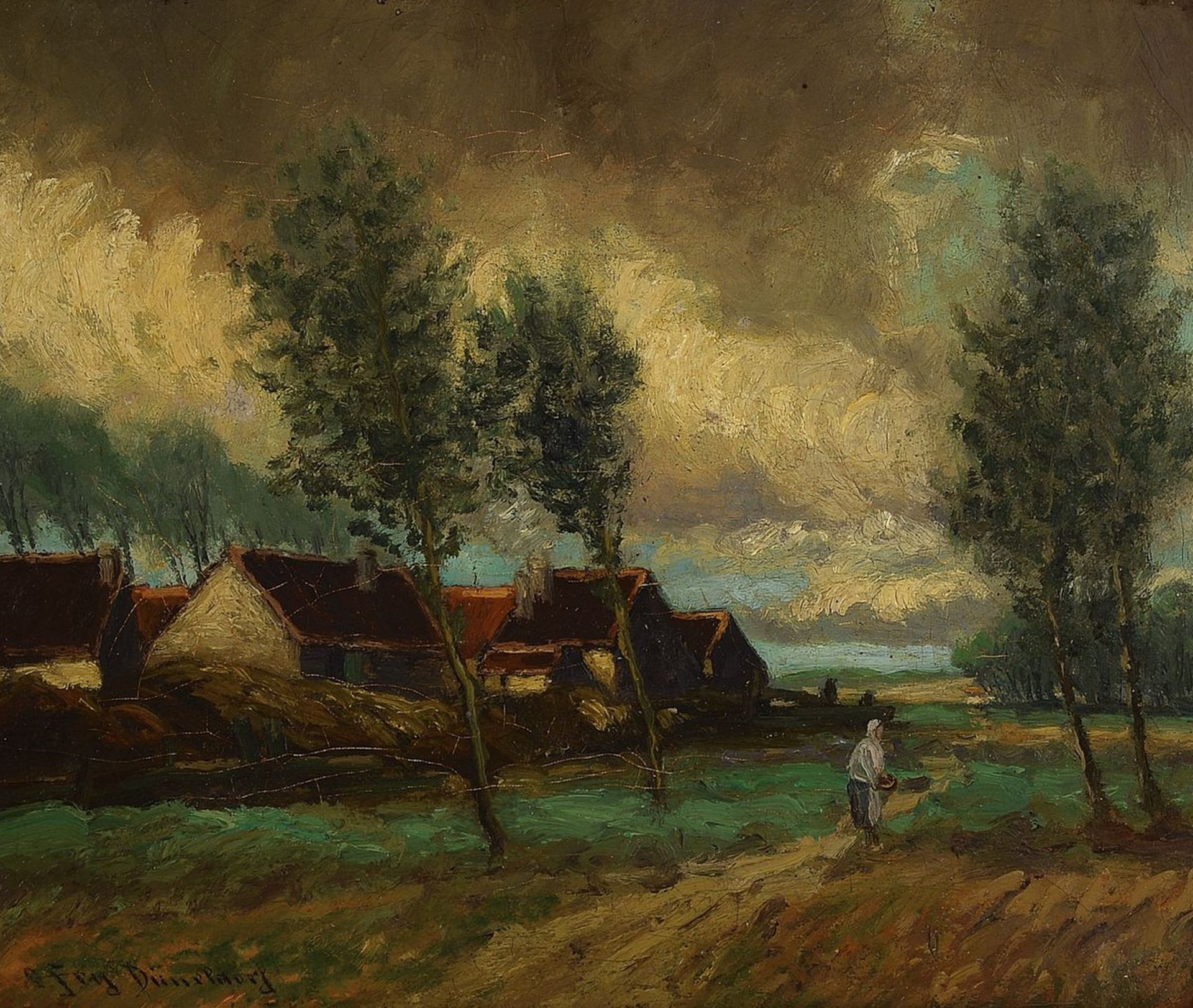 Oswald Fey, Düsseldorfer Maler, um 1900,  Heimkehrende