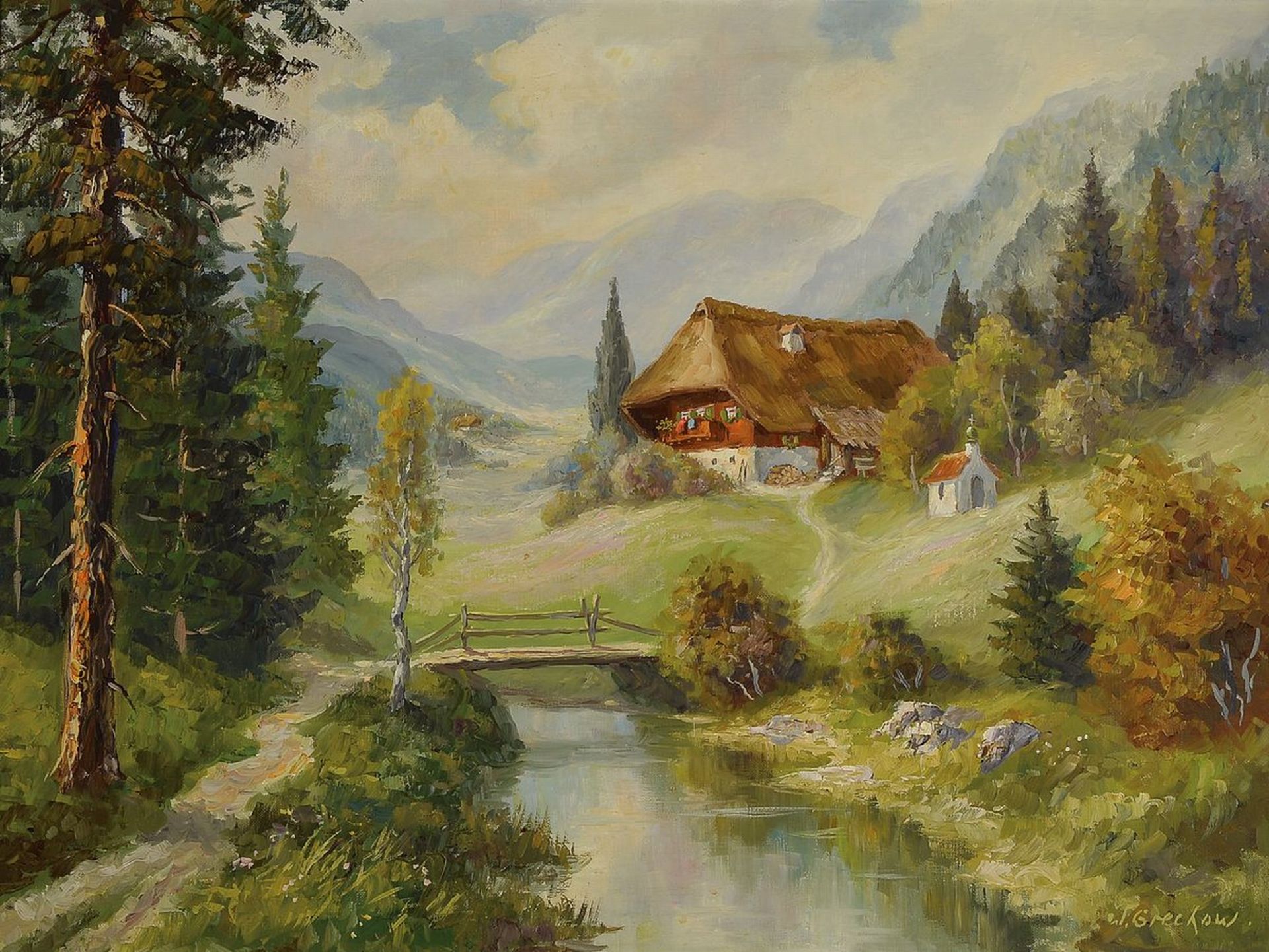 Wladimir Grechow, geb. 1917,  Landschaft in den Bergen,