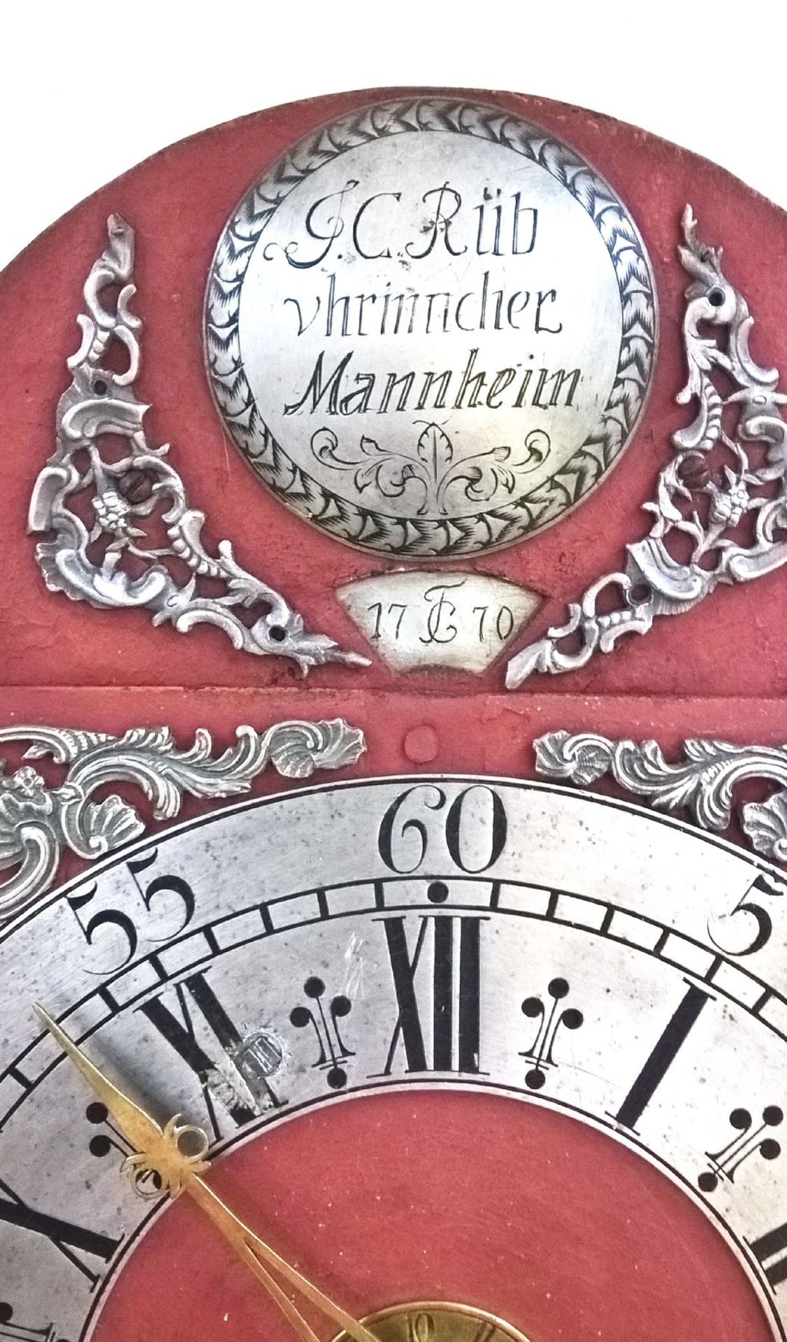 Bodenstanduhr, Mannheim, datiert 1770,  einteiliges - Bild 3 aus 4