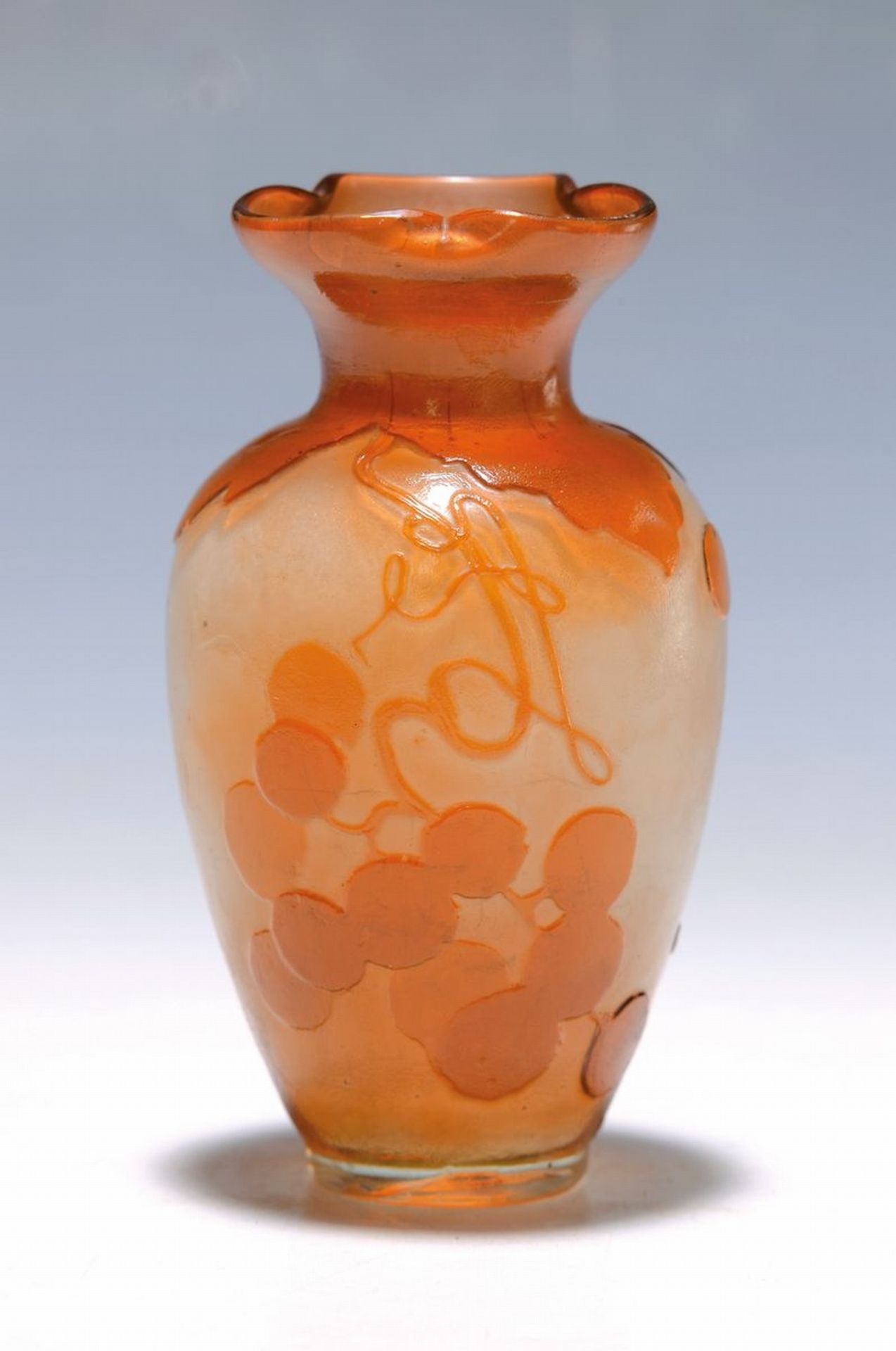 Vase, Emile Gallé, Nancy, um 1900,  farbloses Glas,
