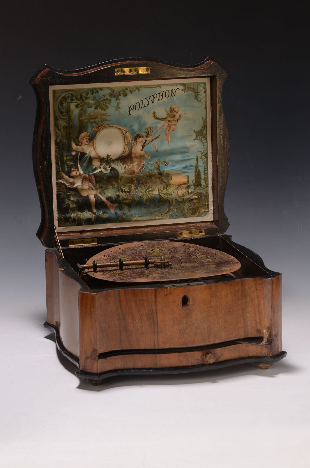 Lochblechplattenspieluhr, Polyphon, um 1900,  Kamm in