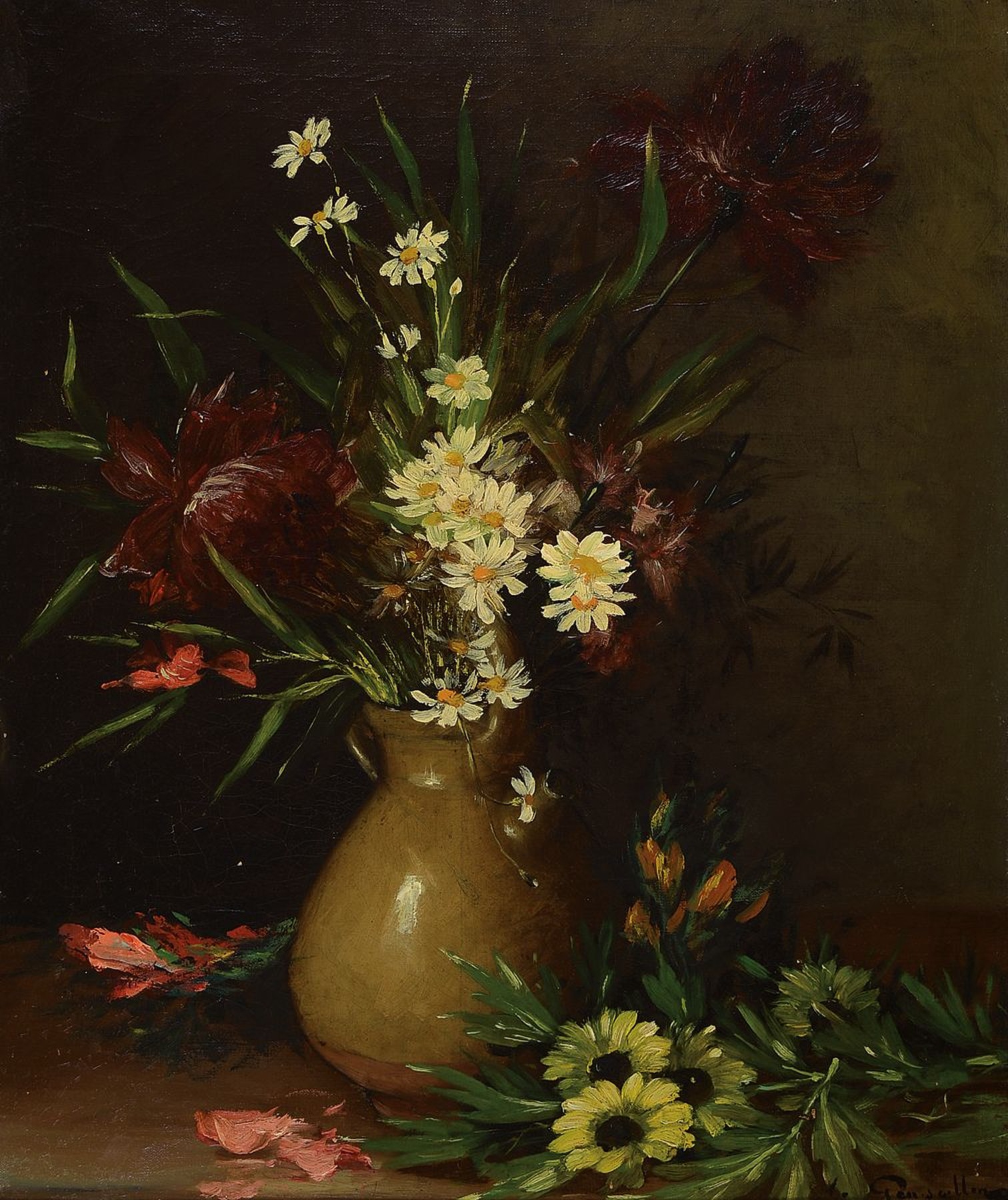 Louis Gensollen, 1834-1907, Stillleben mit Blumen,