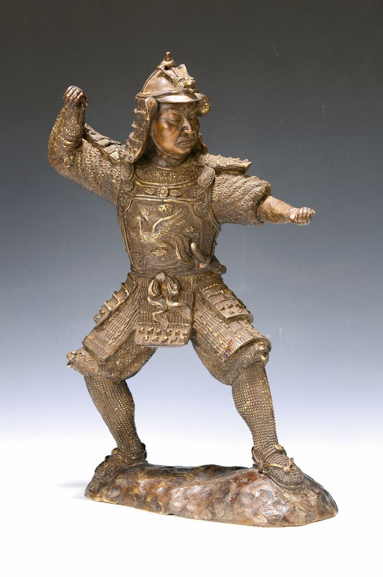 Skulptur eines Samurai, 20.Jh.,  Bronze, patiniert u.