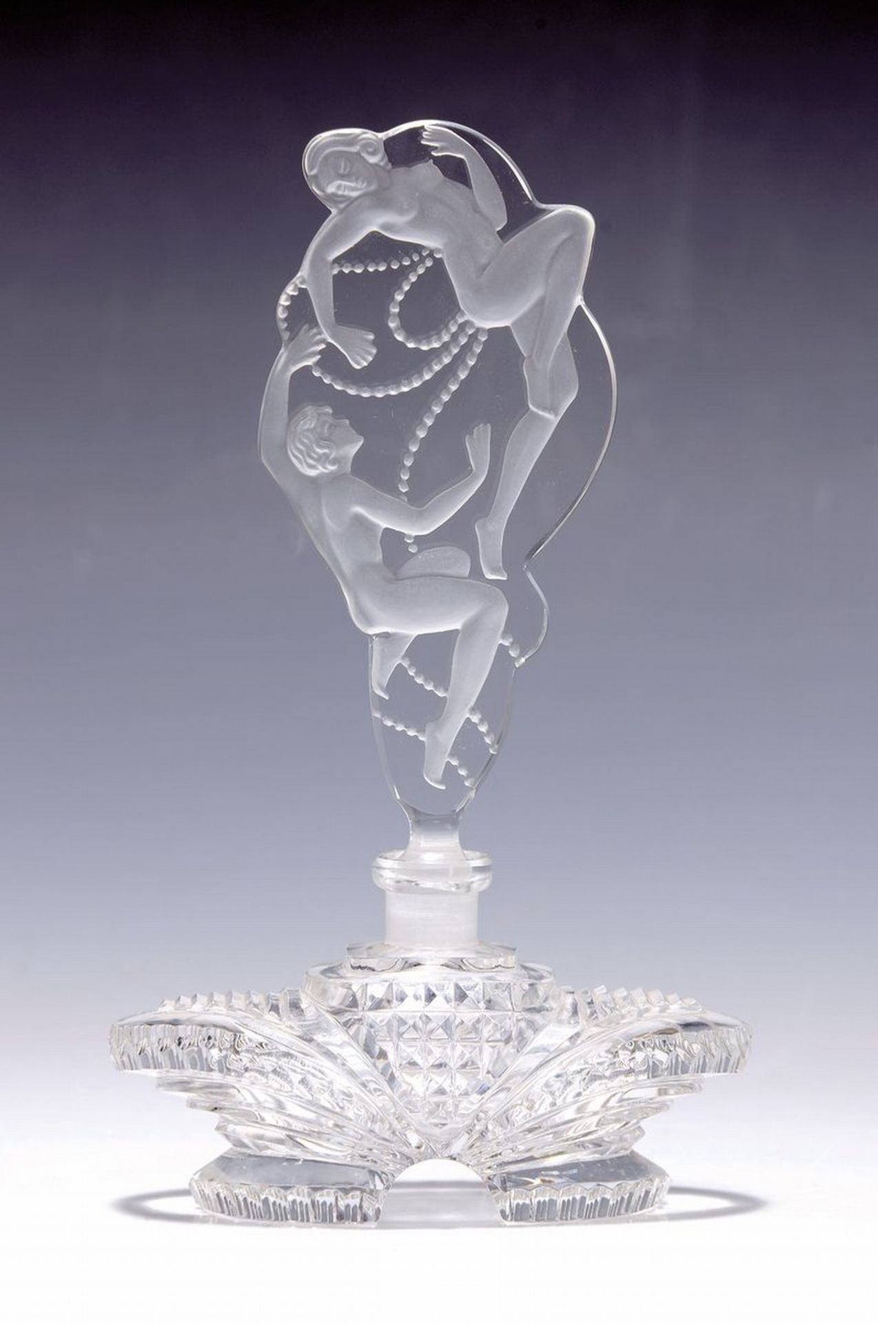 Parfumflakon, Böhmen, um 1910-20,  farbloses Kristallglas