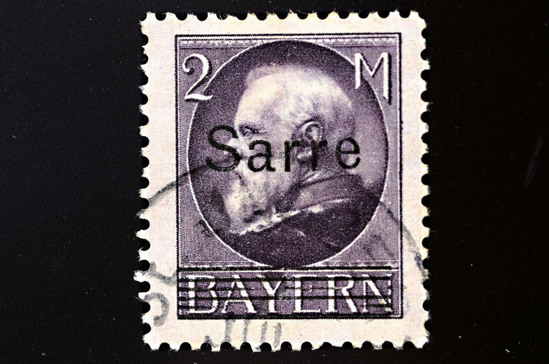 Saargebiet,  Mi. Nr. 28b, 1920 2 Mark, 6 Gitterlinien über
